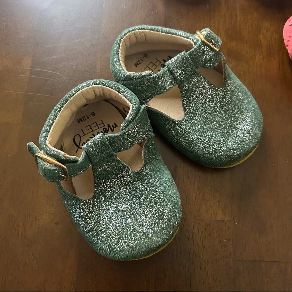Monkey Feet Leather Baby Shoes Bundle Size 6-12M Ballet Sneaker Boots & T Strap